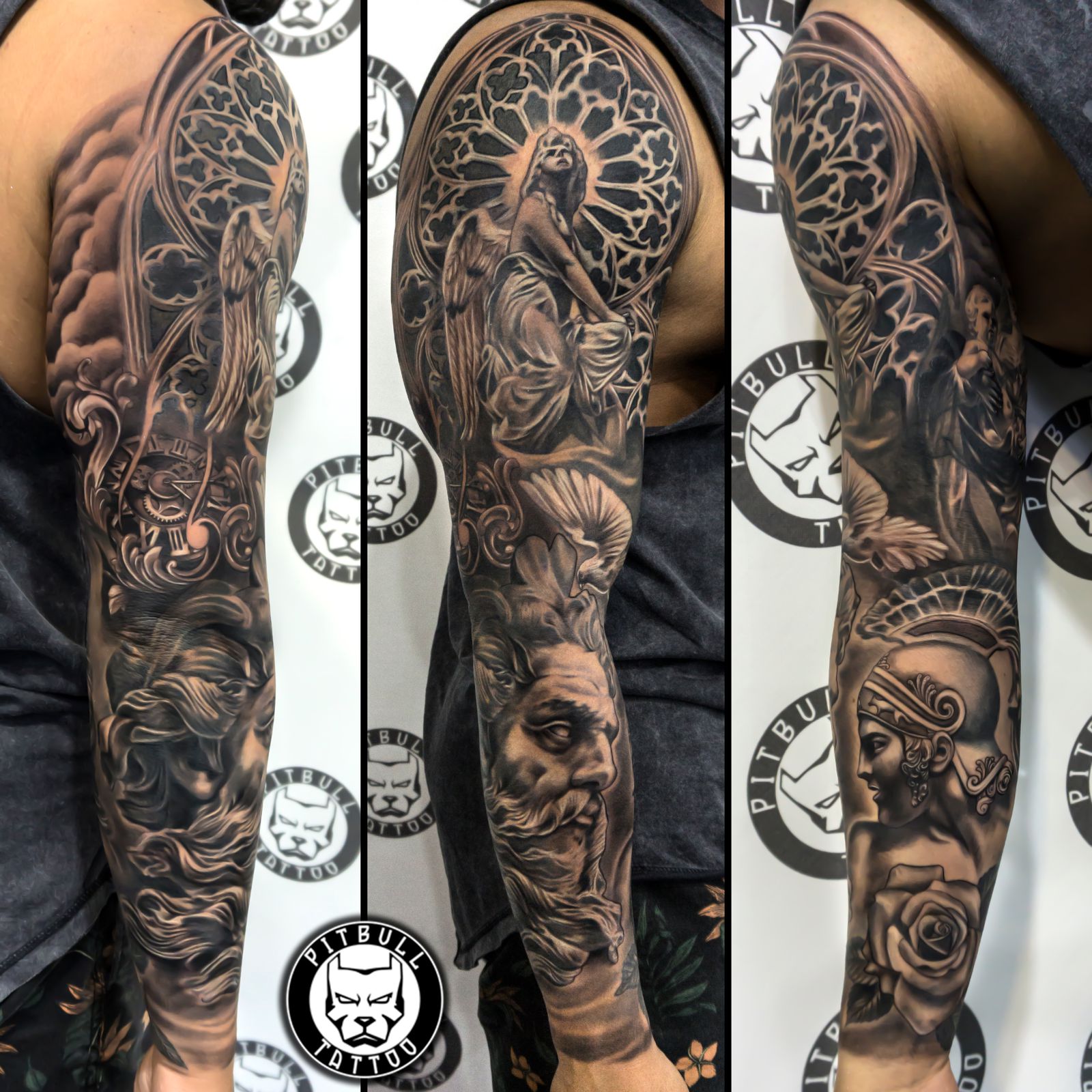 Japanese Sleeve Tattoos  black and grey full sleeve by George Bardadim